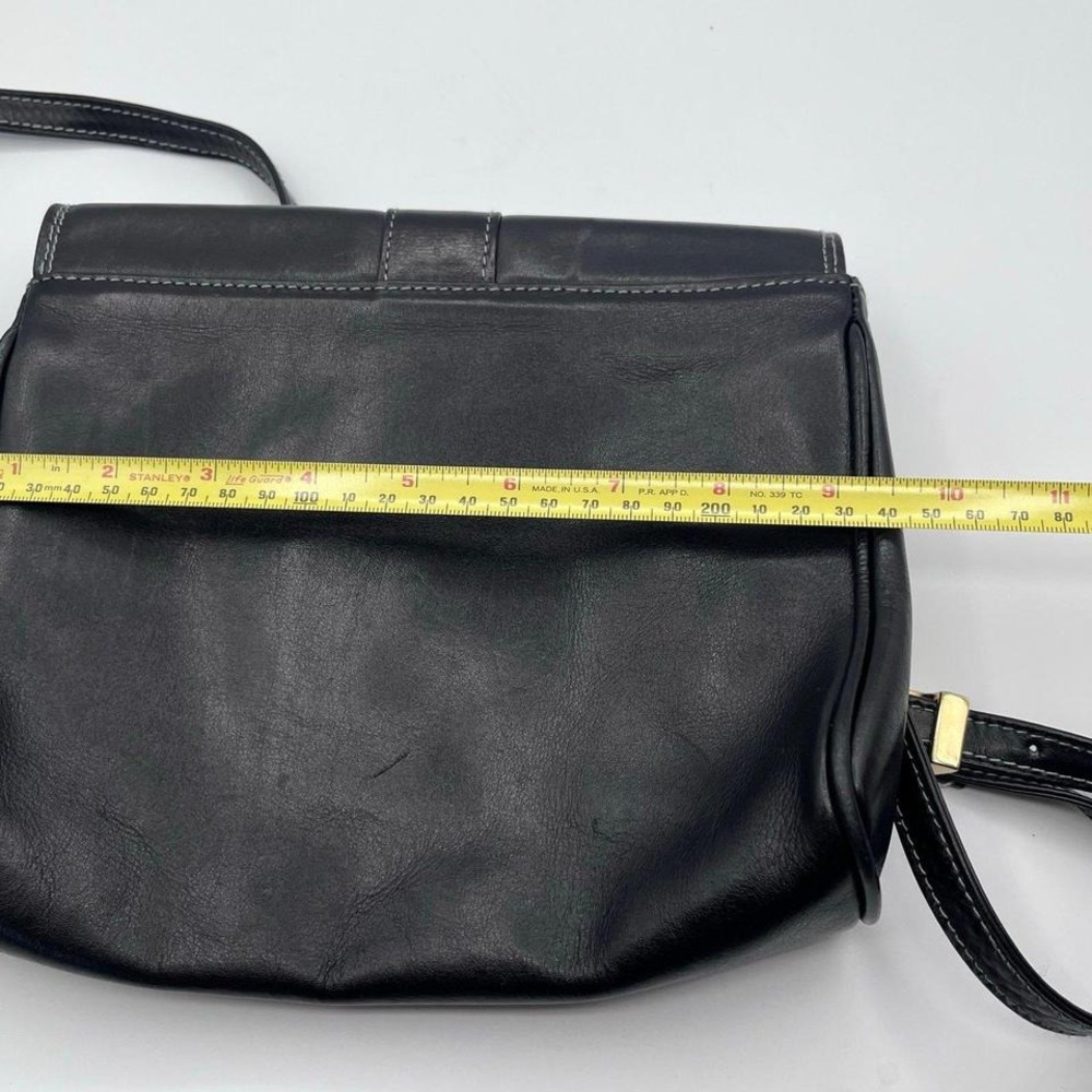 Vintage Lord & Taylor Made in Italy Black Genuine Leather Crossbody Shoulder Bag - Picture 6 of 7